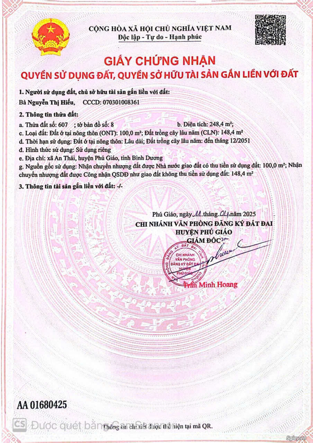 Đất xã An Thái huyện Phú Giáo vị trí siêu đẹp cho quý anh chị đầu tư - 1