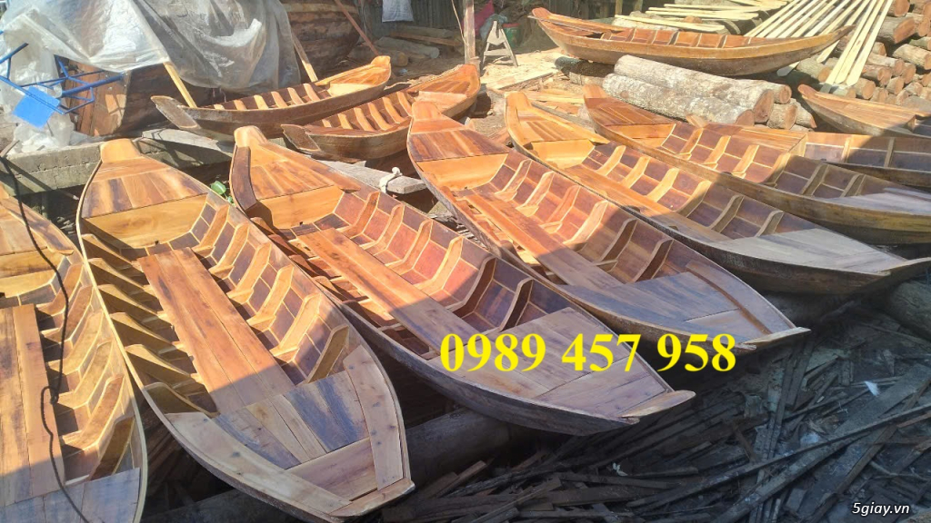 Thuyền gỗ chèo tay 2 người, Thuyền gỗ chụp ảnh, Thuyền hái sen