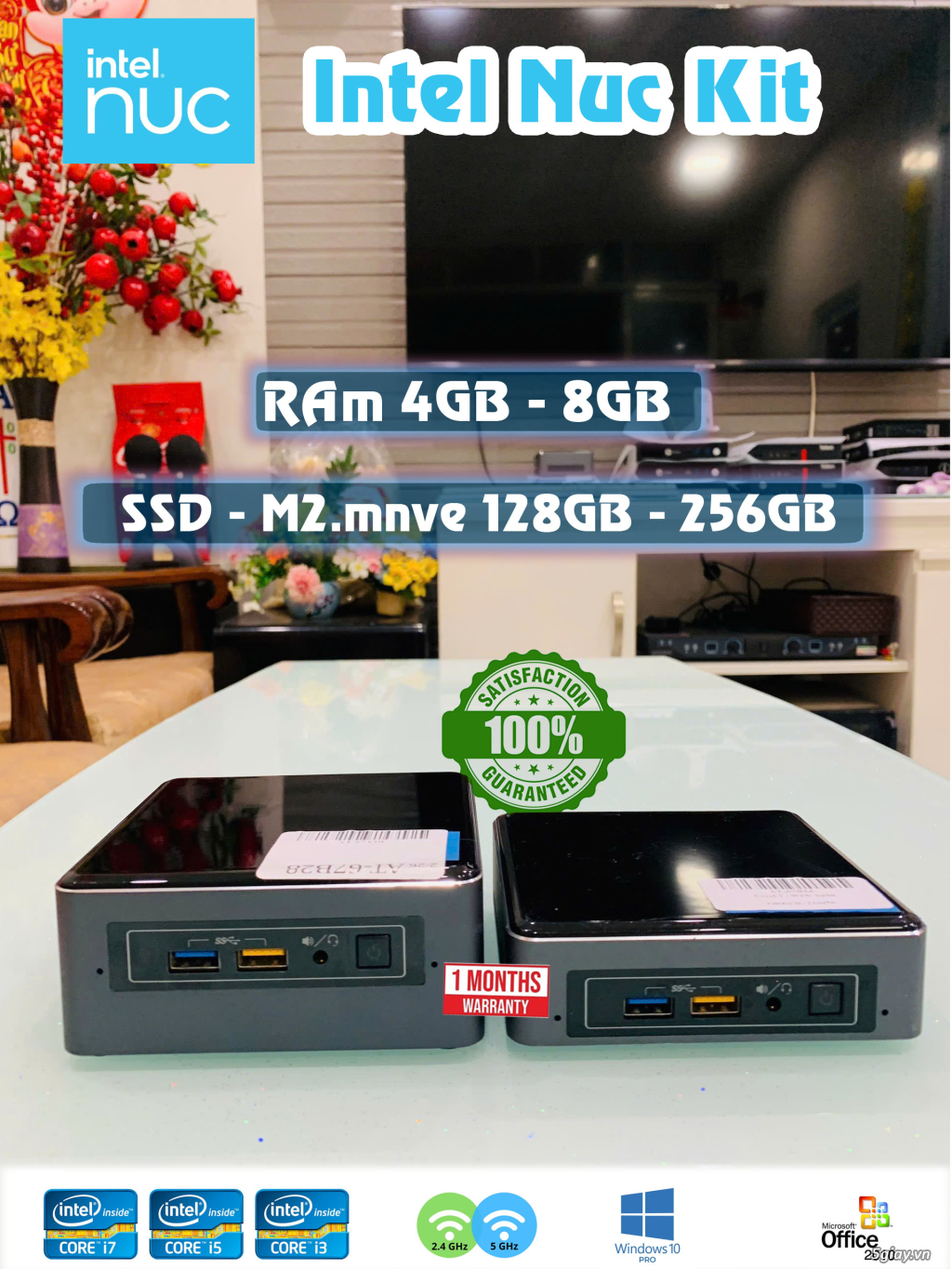Máy tính mini Intel Nuc Kit i3 - i5 - i7 / Ram 4g-16g máy Mỹ Zin Rẻ