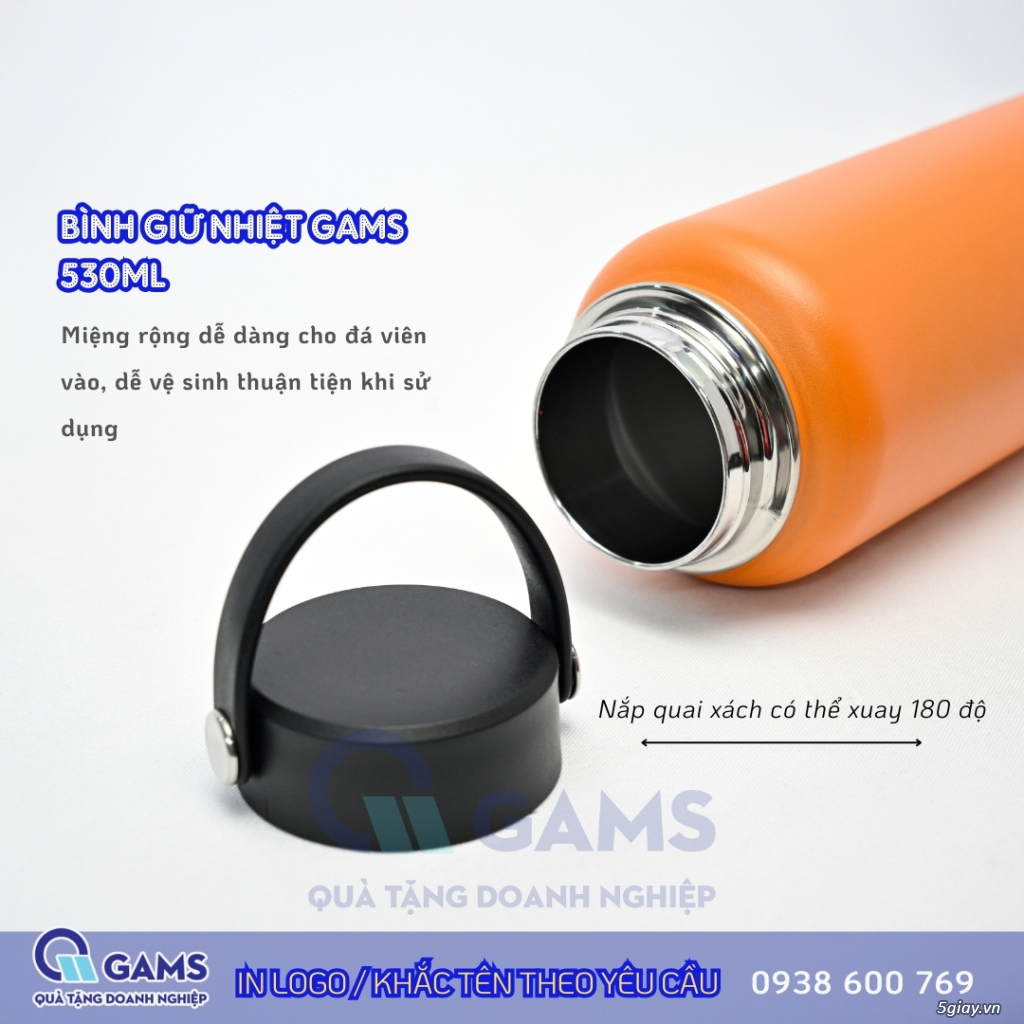 Bình giữ nhiệt nắp quai xách 530ml in khắc logo theo yêu cầu - mẫu mới - 7