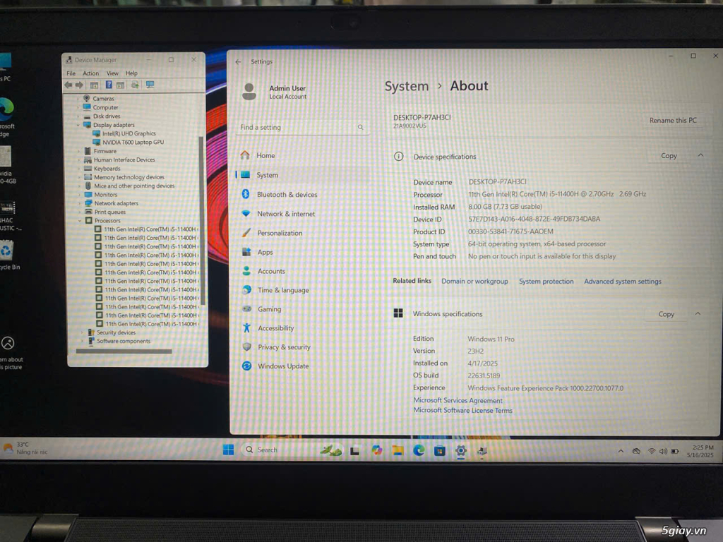 Lenovo ThinkPad P15v i5-11400H 8G 512G 15.6” FHD Quadro T600 - 2