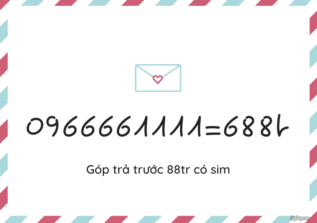 Bán sim 0966661111 = 688tr Góp 88tr có sim