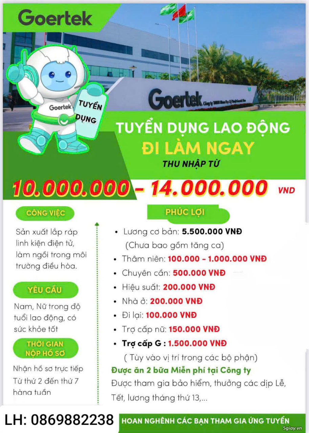 Tuyển LĐPT lắp ráp linh kiện điện tử làm tại TP Bắc Ninh