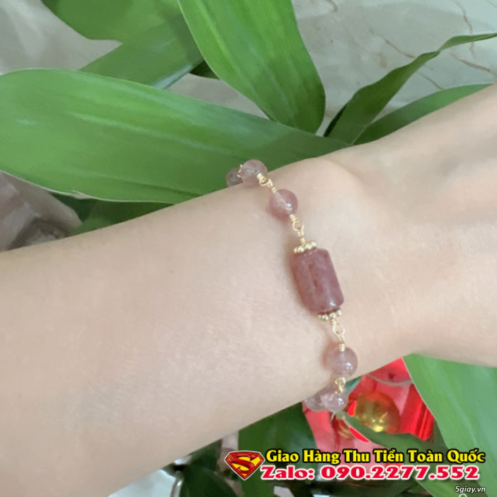 Vòng tay phong thuỷ đá thạch anh dâu tây r03 đẹp quà tặng ý nghĩa - 5