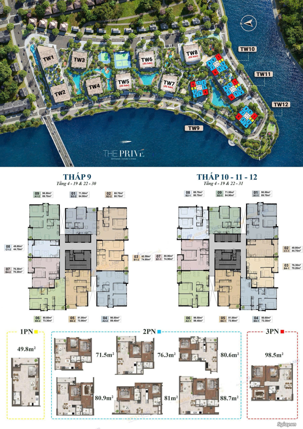 3PN View Sông ĐẸP NHẤT dự  án The Privé , căn hộ cao cấp QUẬN 2 - 2