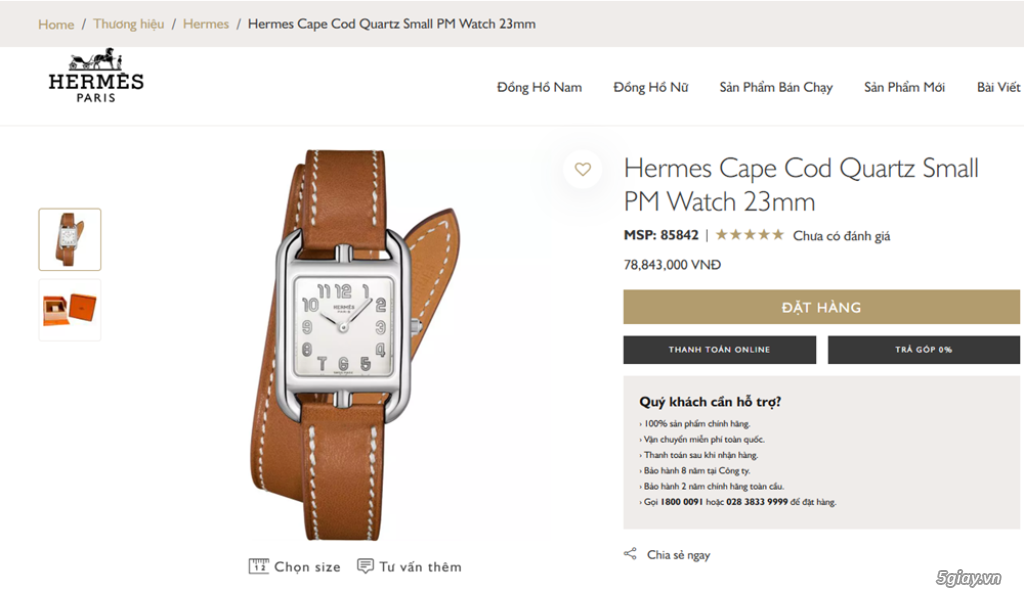 Đồng Hồ Nữ : Hermes Cape Cod Small CC1.210 - Dây da Fullbox... - 14