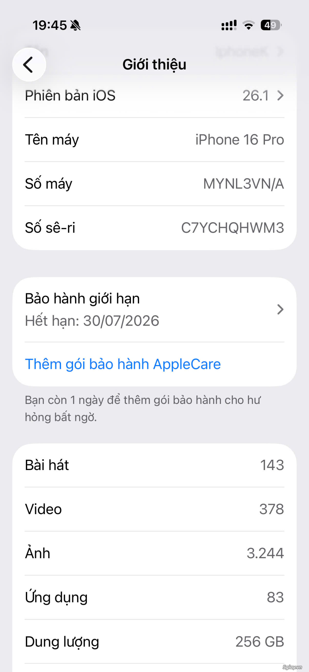 CẦN BÁN: IPHONE 16 PRO 256. Máy VN/A (MÀU TITAN) Tân Phú - TPHCM - 5