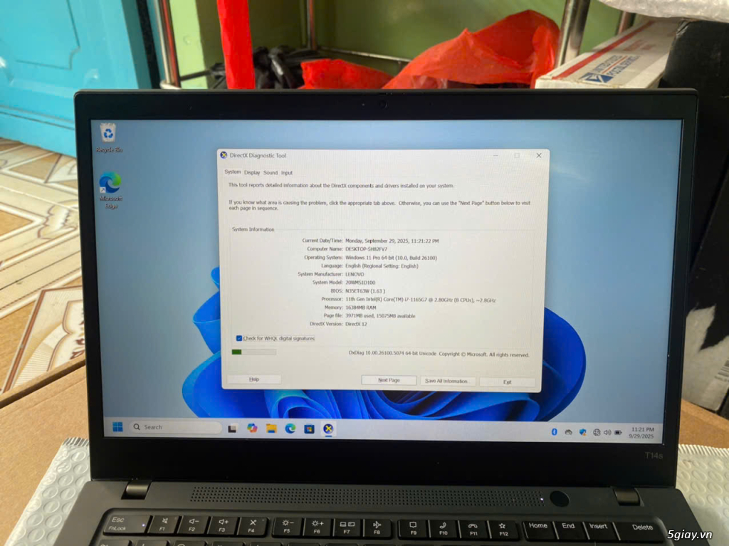 Lenovo Thinkpad T14s Gen 2 Core i7 1165G7 Ram 16G SSD 512G FHD W11 Pro - 3