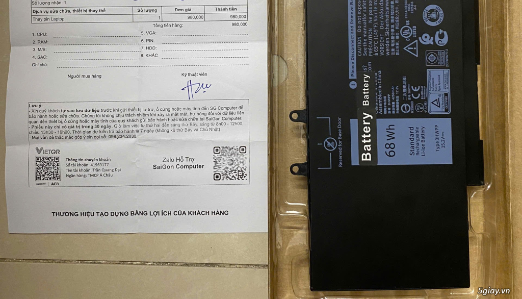 Pin Laptop hàng phụ kiện dùng cho Dell Latitude 5401 (mới 99%) - 2