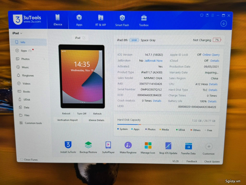 Ipad Gen8 32G 4G xạc 0L - 1