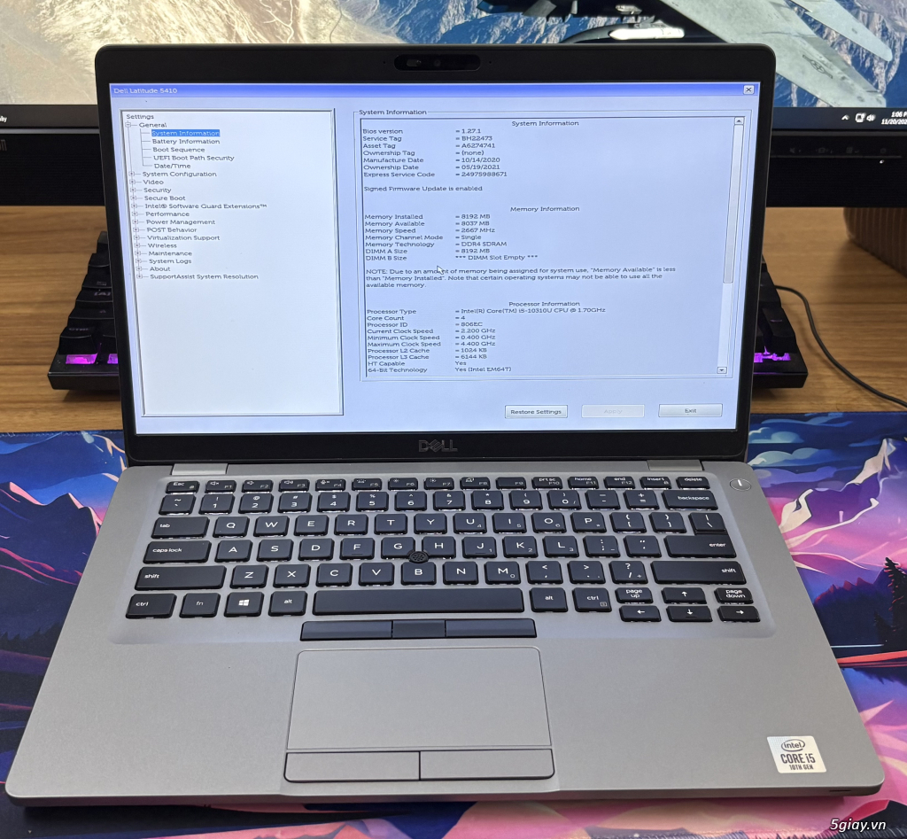 Dell Latitude 5410 i5-10310 Ram 8G SSD 256G FHD ZIN đẹp - 2