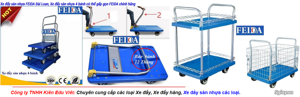 Xe đẩy hàng giá rẻ, Xe đẩy sàn nhựa FEIDA - 3