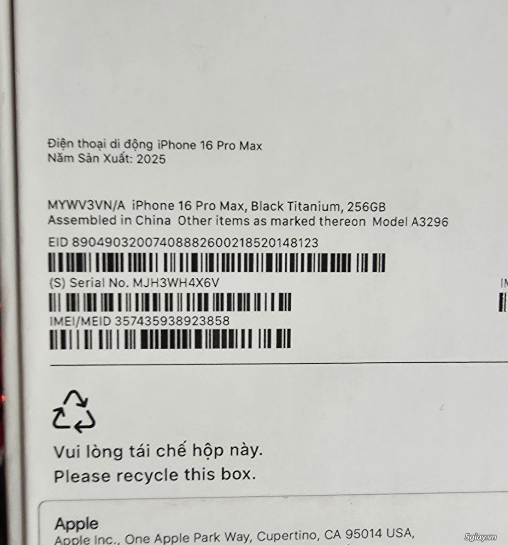 16 Pro max 256G Black VN/A. BH 29/9/2026 - 1