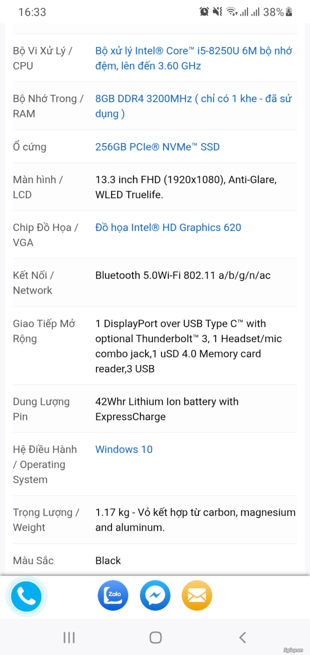 Cần thanh lý latop dell 7300 i5 đời 7250u