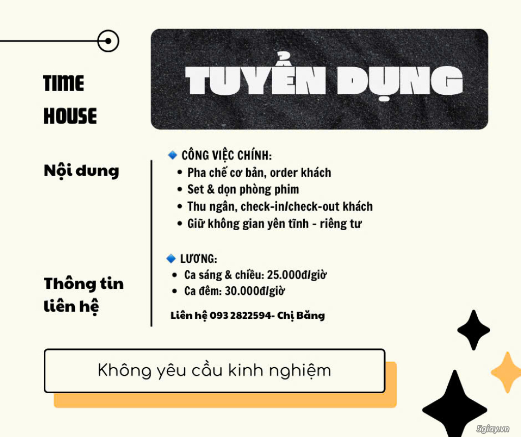 TIMEHOUSE tuyển NV Pha chế phục vụ cafe làm tại Q3