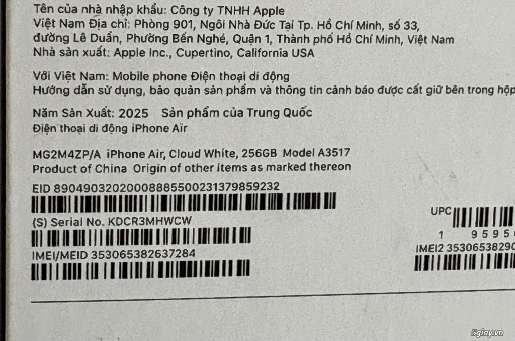 Air 256G White ZP/A Sạc 24L BH TGDĐ 4/2027 - 1