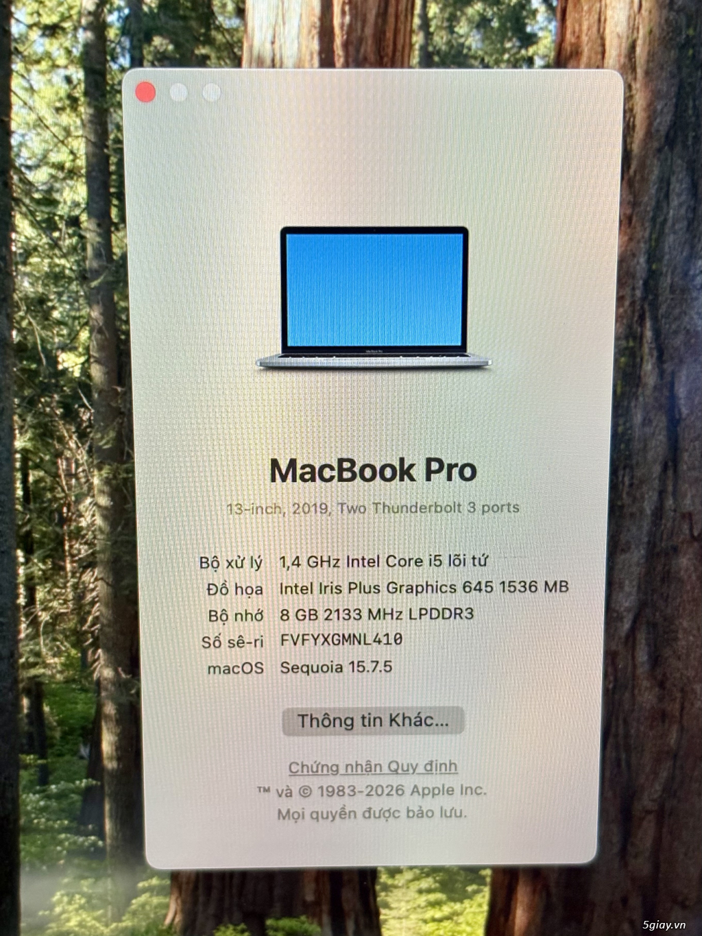 Macbook Pro 2019 13 inch i5 8G/256G 98%… Zin ! - 4