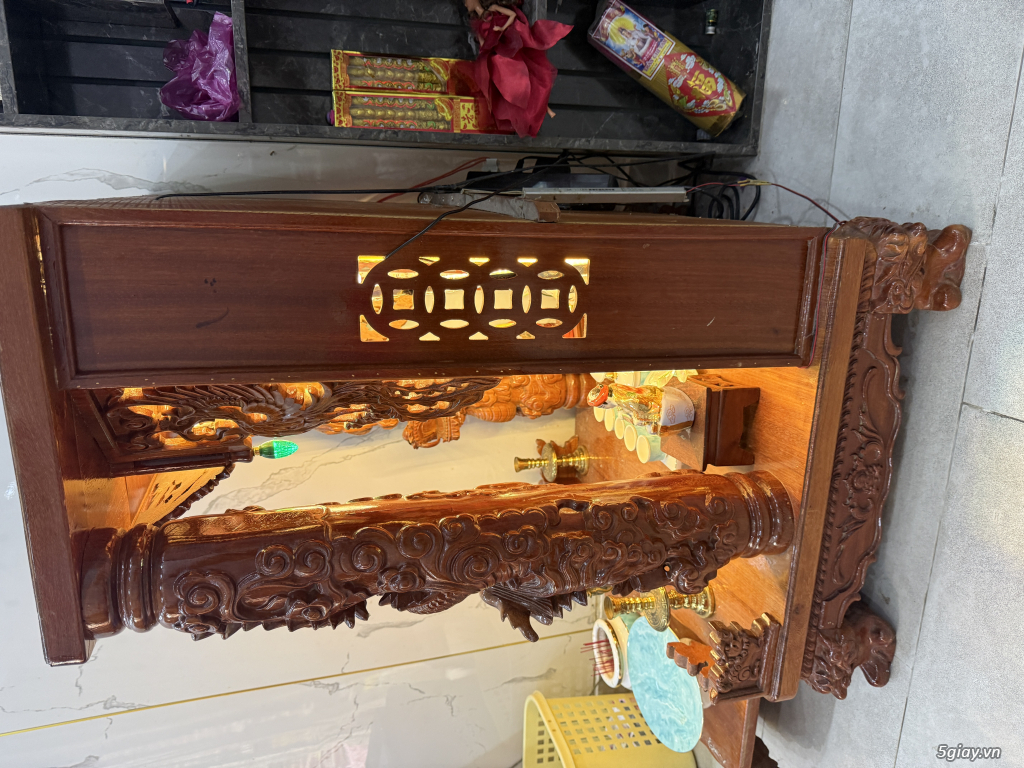 THANH LÝ TỦ THỜ THẦN TÀI – ÔNG ĐỊA GỖ ĐỎ CHẠM KHẮC RỒNG PHỤNG TINH - 2