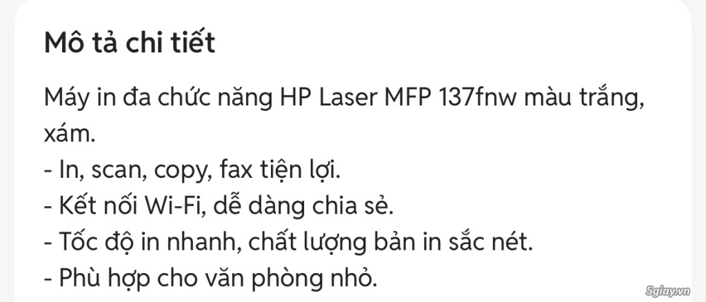 THANH LÝ MÁY IN ĐA NĂNG HP LASER MFP 137fnw - 900k