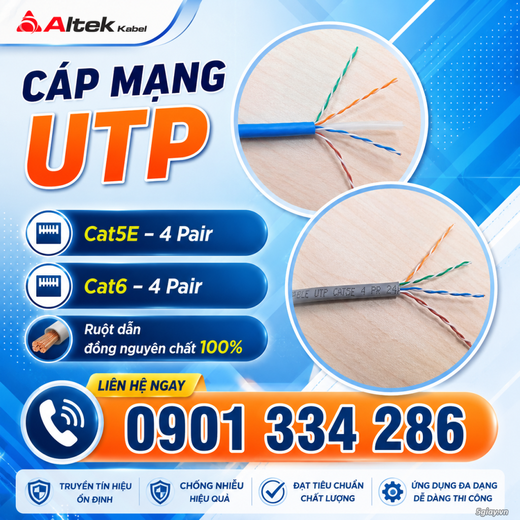 Cáp Mạng CAT5E & CAT6 UTP ALTEK KABEL 100% Đồng
